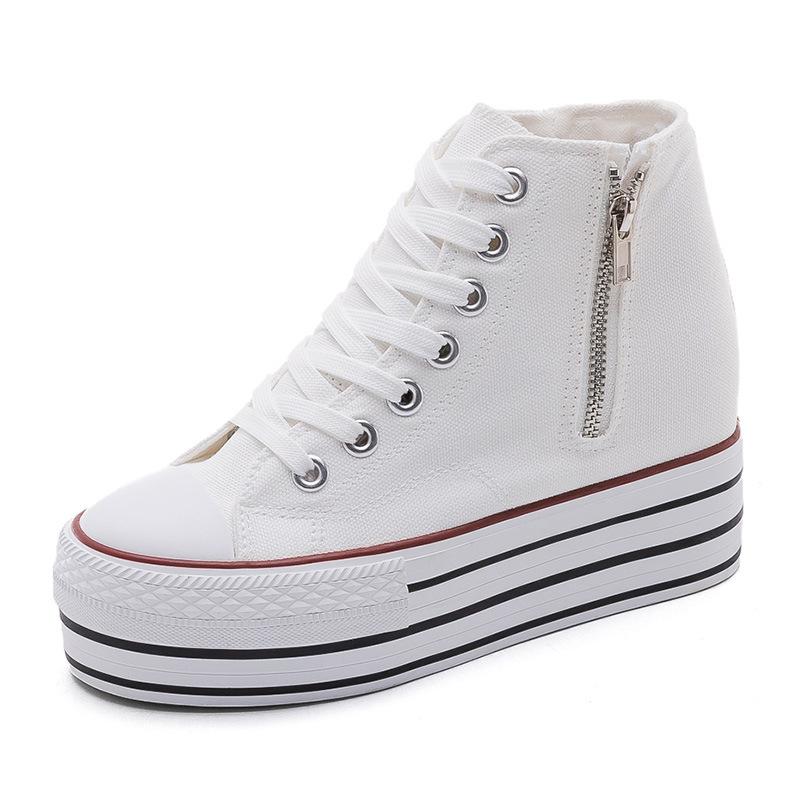 10cm Height Increasing Women Shoes Classic Breathable Canvas Shoe Fashion Thick Sole Sneakers for Women Platform Vulcanize Shoes