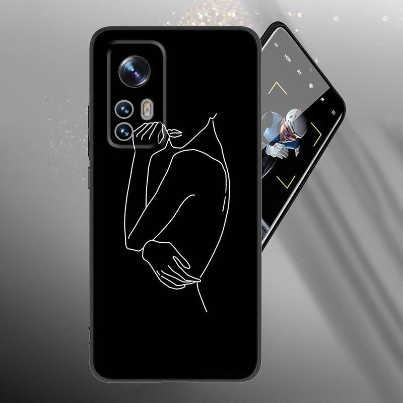 Abstract Art Line Phone Case For Xiaomi Mi 10T 11i 11T Note 10 11 Lite NE F1 POCO F3 M3 X3 GT NFC M4 X4 Pro 5G Soft Black Cover