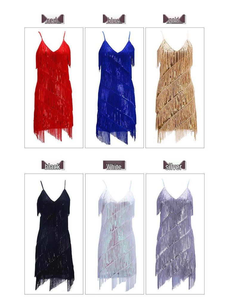 1920s Sequin Tassel Flapper Dress for Banquet, Party, or Dance Performance