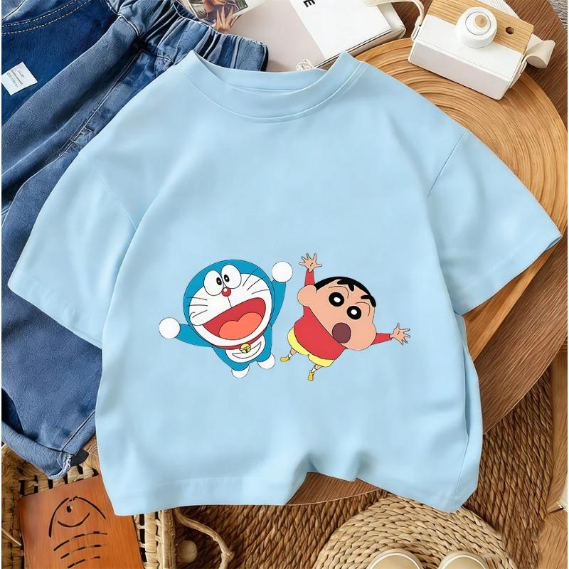 Popular Trendy Children's Short-Sleeve T-Shirt Cute Cartoon Summer Casual Crew Neck Shirt Crayon Shin-chan