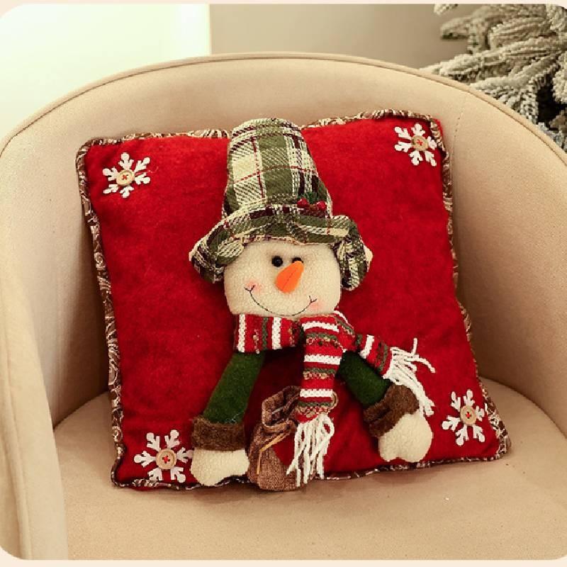 Festive Cartoon Santa Claus Plush Pillow Cover Decorative Hat For Cozy Home And Party Decor
