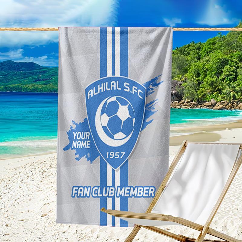 Custom Name Beach Towel Al Hilal Emblem Design Beach Towel, Soft Microfiber, Gift for Her/Him, Birthday, for Pool, Beach, Travel, Fan gifts