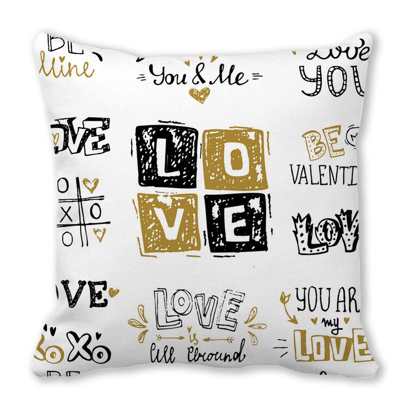 Home Decor Valentine Love Phrases Cushion Cover Decor Pattern Cushion Cover Suitable for Sofa Bedroom Car Pillow Cover