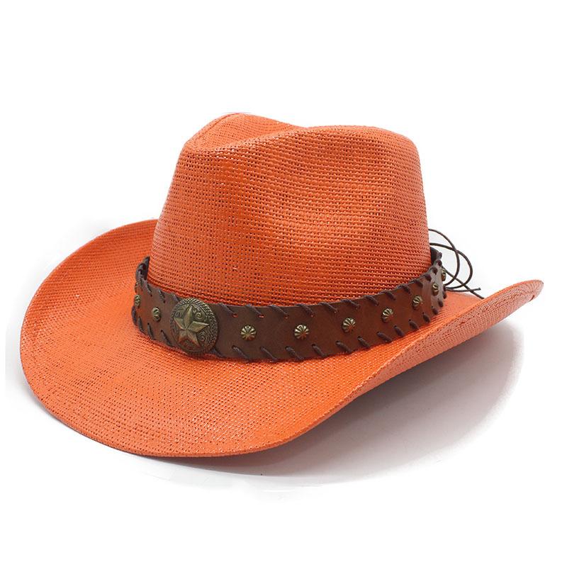 Hot Sale Hardshell Straw Western Panama Cowboy Hat Knight Hat Beach Visor Sun Hat