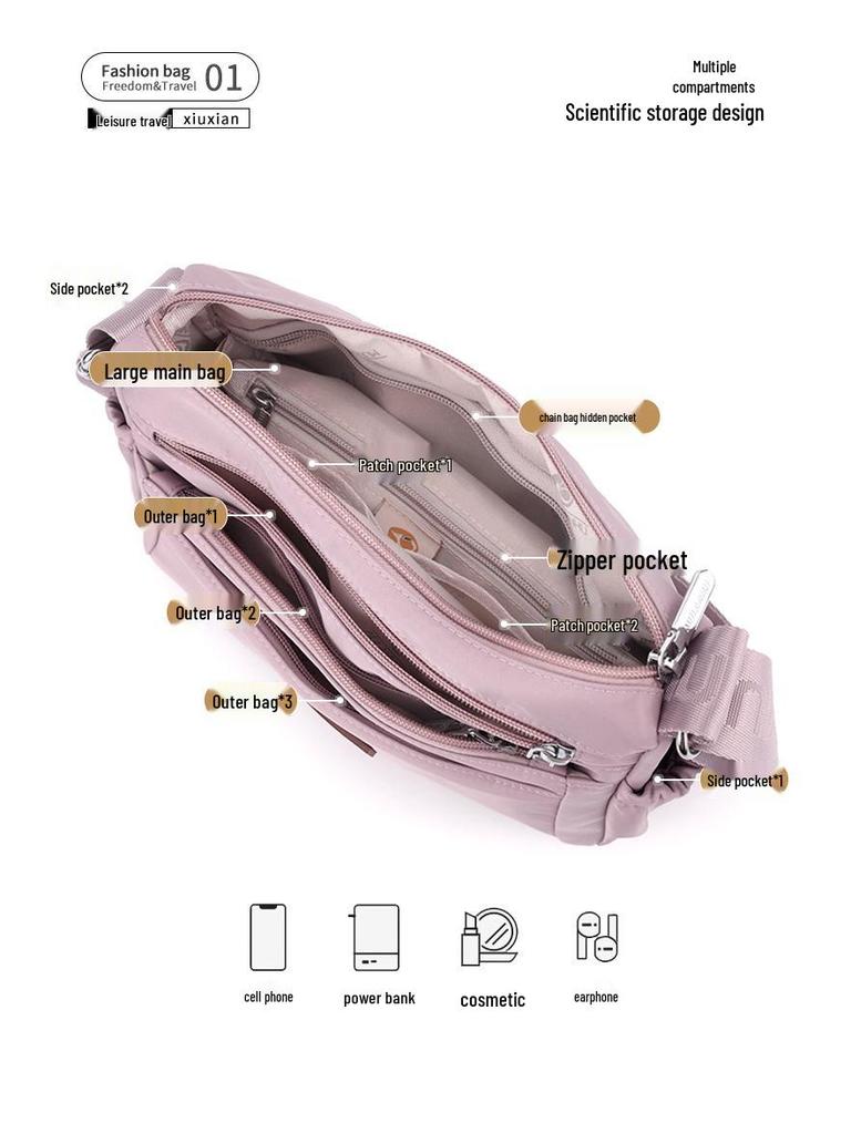 Women's Multi-layer Casual Cloth Shoulder & Crossbody Bag - Fashionable, Lightweight, and Large Capacity