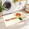 Pumuckl Custom Text Flannel Floor Rug Soft Kitchen Mat Personalized Non Slip Carpet