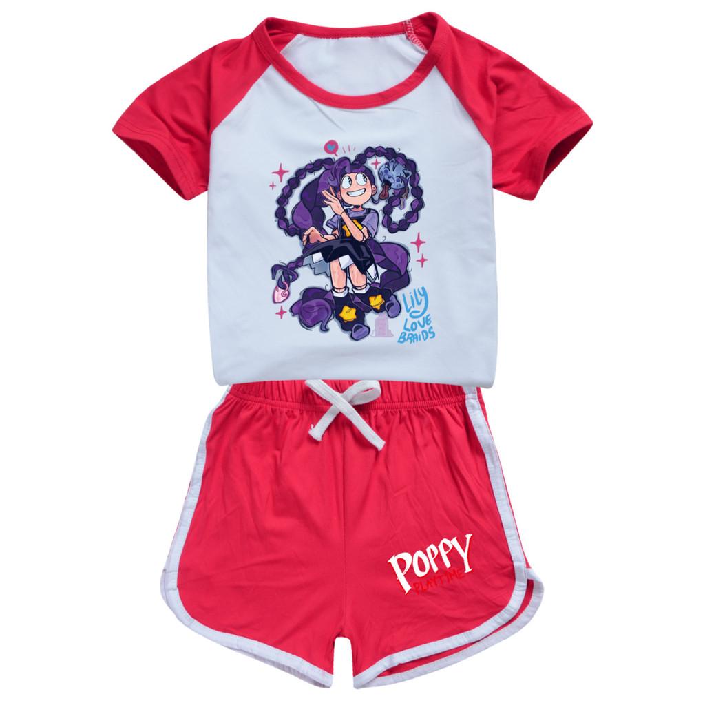 5625 Kids Girls Lily Lovebraids Print T-shirt Shorts Tracksuit Sets 100cm красный