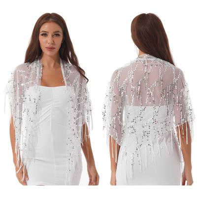 Sequin Tassel Shawl Women's Evening Dress Accessory Wedding Party Evening Shawl Wrap Bridal Scarf