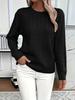 Women's Solid Color Cable Knit Crew Neck Sweater for Autumn/Winter 2025