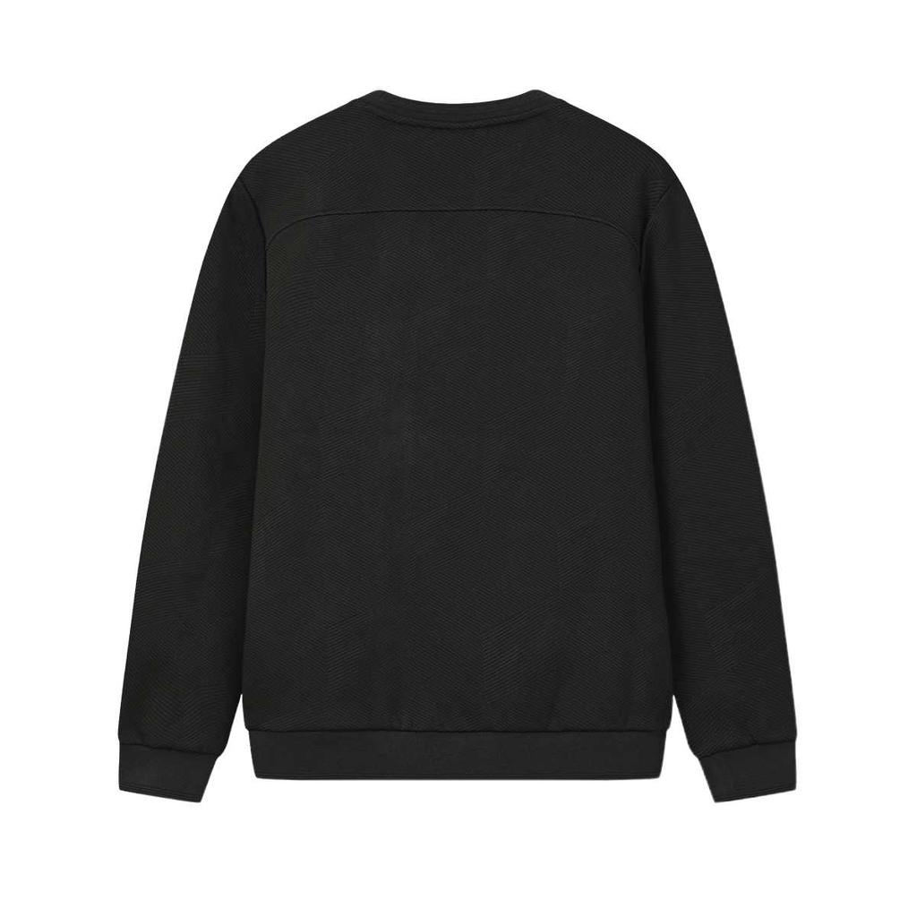 Fila Blue Solid Knit Crew Neck Drop Shoulder Pullover Sweatshirt Men sweatshirt Black F11M612213F-BK