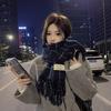 Plaid Scarf Women's Autumn and Winter New Dry Rose Pink Atmosphere Sense Advanced Sense Versatile Thickened Scarf