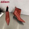 Slip-On Damen Stiefeletten mit Stretch-Ankle, spitze Zehenpartie, Damen Moderne Kurze Stiefel mit Absätzen, Schuhwerk, Damen Pumps Schuhe