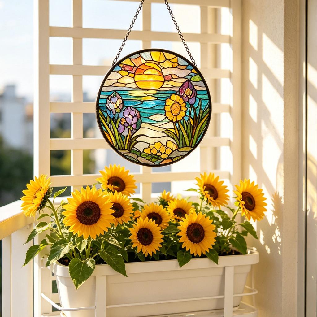 Stained Glass Window Hanging Puzzle Pendants Garden Kitchen Sunroom Home Décor