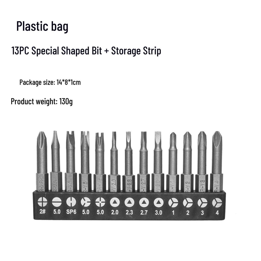 13-Piece Special Shape Screwdriver Bit Set, 50mm Hex Shank, Disassembly Tool Accessory