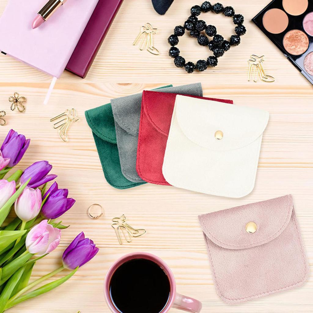 1pc Jewelery Pouch Packaging Bag Soft Velvet Gift Bracelet Necklace Earrings Rings Storage Button Velvet Bag Jewelry Organizer