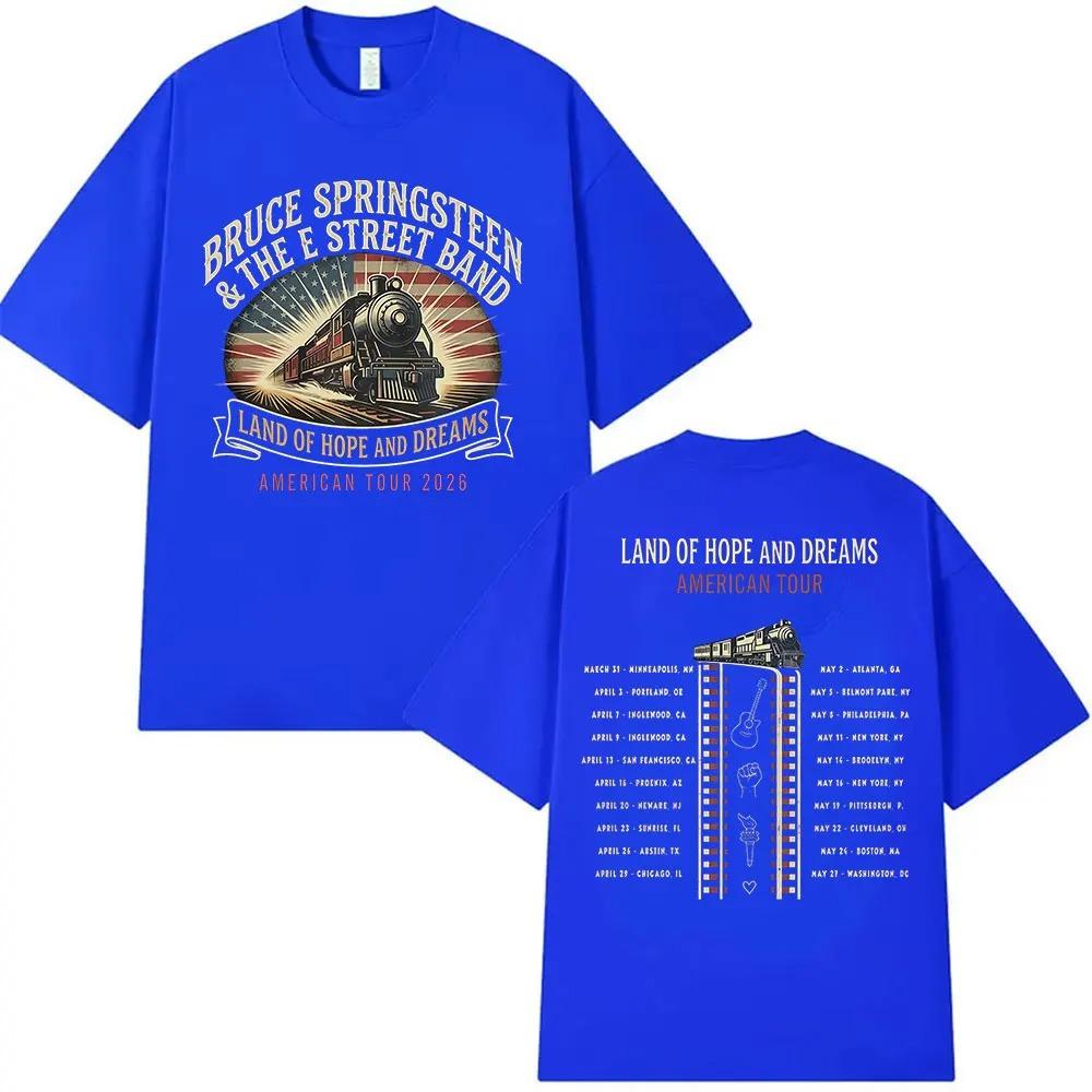 

Bruce Springsteen Land of Hope Dreams Tour 2026 Merch T Shirt Unisex Fashion Cotton Short Sleeve T-shirt Hip Hop Clothing Tshirts M