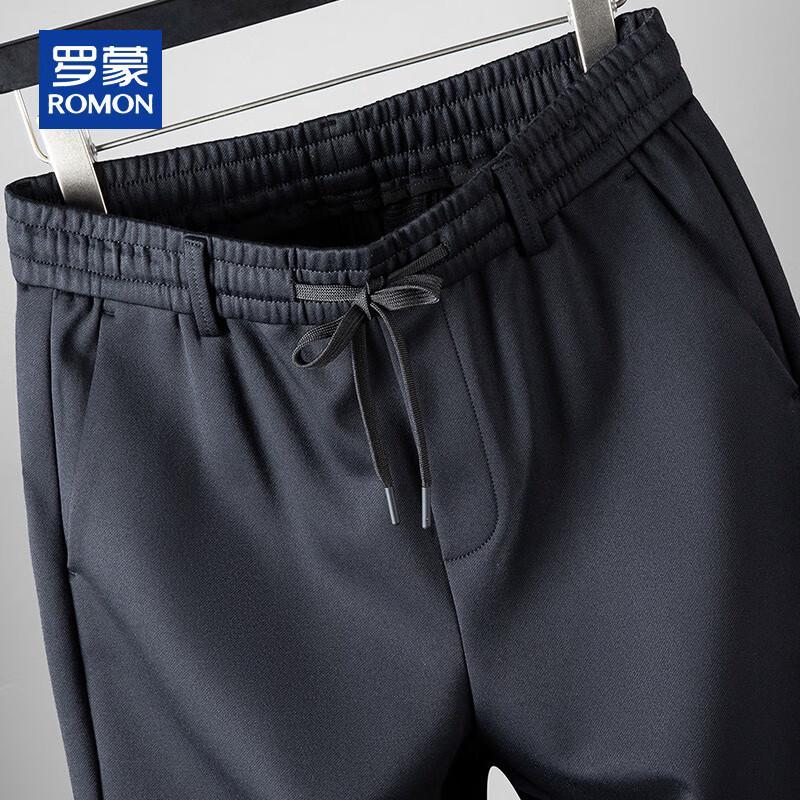 ROMON Men's Wool Blend Loose Fit Straight Leg Casual Pants