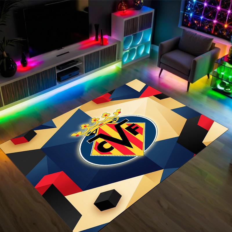 Villarreal FC Design Crystal Velvet Carpet Cozy Non?Slip Printed Rug For Bedroom Living Room Entrance