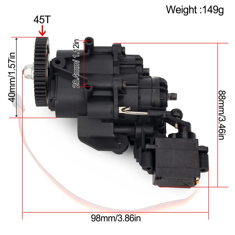 Dual Speed Transmission Gearbox with Servo & Internal Gears for 1/10 TRX4 TRX6 RC Crawler Car Upgrade Parts