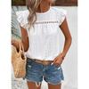 Summer Women's New Round-neck Lace Solid Color Ruffle Short-sleeve Top Casual T-shirt