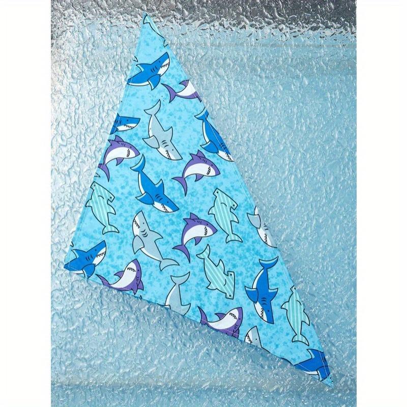 Fabric Pet Bandana With Shark Pattern Pet Kerchiefs, Adjustable Ocean Turtle Theme Pattern Printing Dog Triangle Bibs Scarfs, Suitable For Small