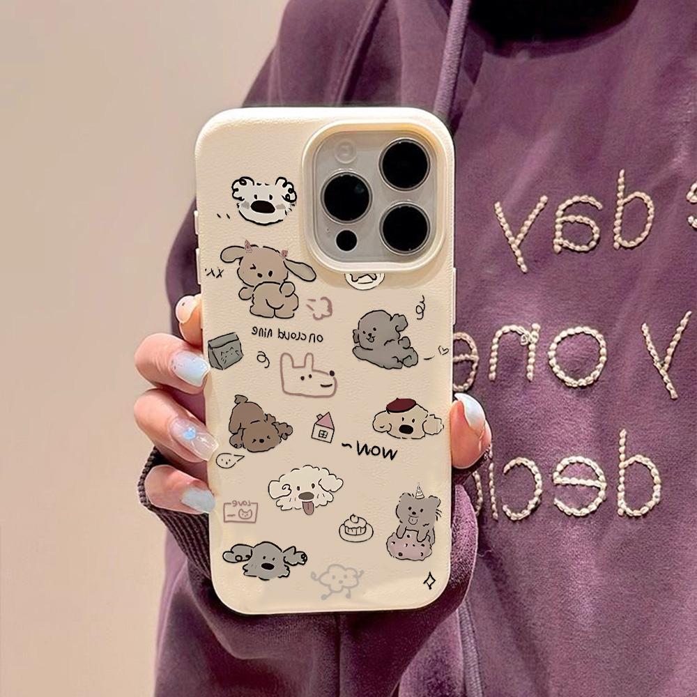 Husă pentru telefon cu senzație de piele pentru iPhone 11 13 16 Pro Max iPhone XR XS Max 14 15 Pro Max 12 13 Pro Max 16 Plus 13 Pro 14 Pro desene animate pictate Macaron Culori