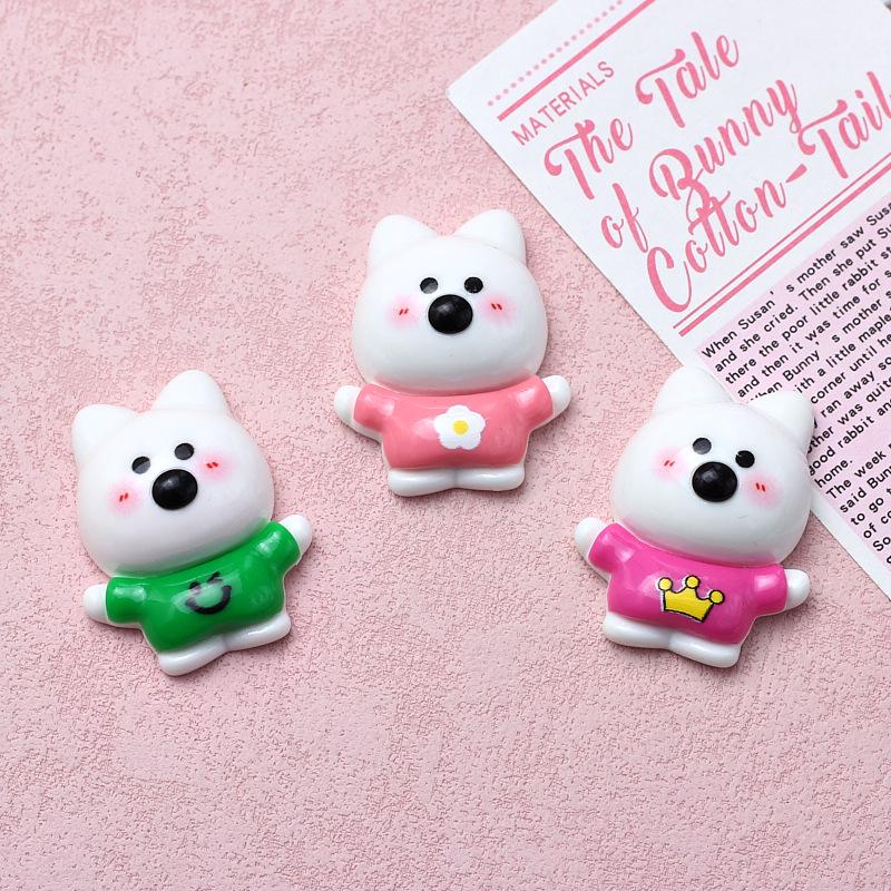 Large West Highland White Terrier Resin Hair Clip Decoration Materials - Cream Cartoon Design