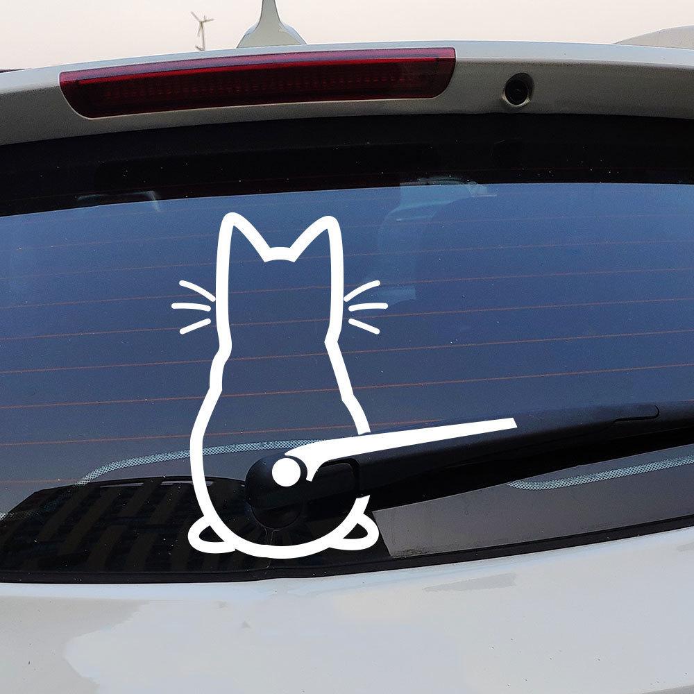 Car Interior Stickers Art Design Fun Cat Car Stickers Window Rear Glass Car Decoration  Styling Stickers and Decals