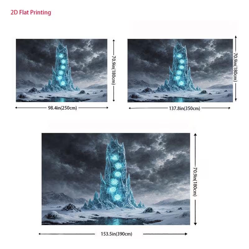 2D Artistic Magical Citadel Tapestry for Content Creation & Home Decor