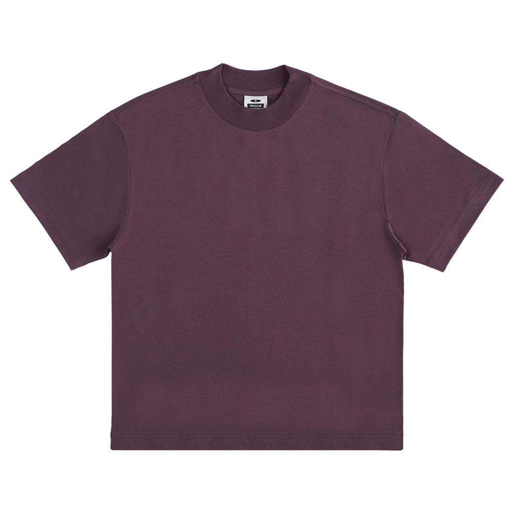 Heavyweight Unisex Solid Color Small Collar Crew Neck Loose Fit T-shirt
