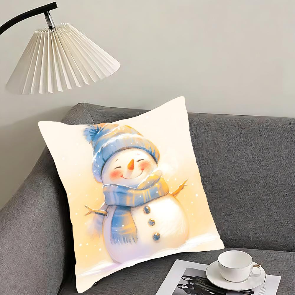 Snowman Cute Cushion Cover Pillowcase Ultra Soft Skin Friendly Fabric Cloud Like Comfort  Concealed Zipper
