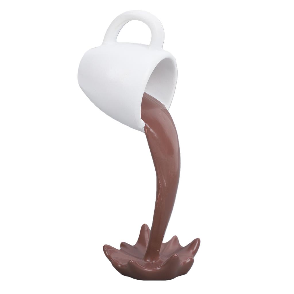 Floating Coffee Cup Sculpture Pouring Spilling Coffee Mug Resin Art Decoration Ornament for Home