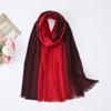 Japanese Off-white Gradual Change Literary Polyester Spring and Summer Thin New Summer Sunscreen Scarf White Shawl Silk Scarf Yarn