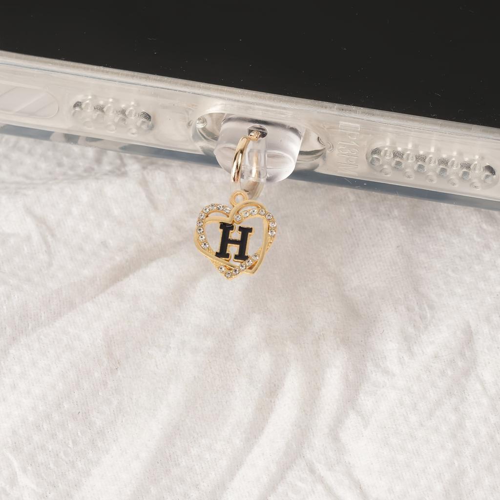 1 Exquisite Heart-Shaped Letter Phone Dust Plug, Dustproof, DIY Phone Decoration and Protection
