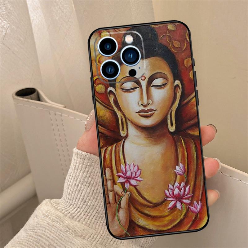 India Buddha Phone Case For iPhone 16 15 14 11 12 13 17 Pro Max Mini 15 16 Plus 16e 17 Air Cover Coque