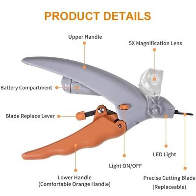 Professional Pet Nail Clipper Scissors LED Light Pet Dog Cat Nail Toe Claw Scissors Nail Trimmer Animal Pet Supplies