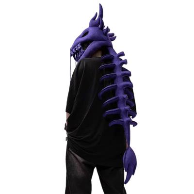 3D Dinosaur Skeleton Mask Headgear 80/120CM Lifelike Plush Dinosaur Costume Cool Wearable Halloween Dinosaur Skull Headgear