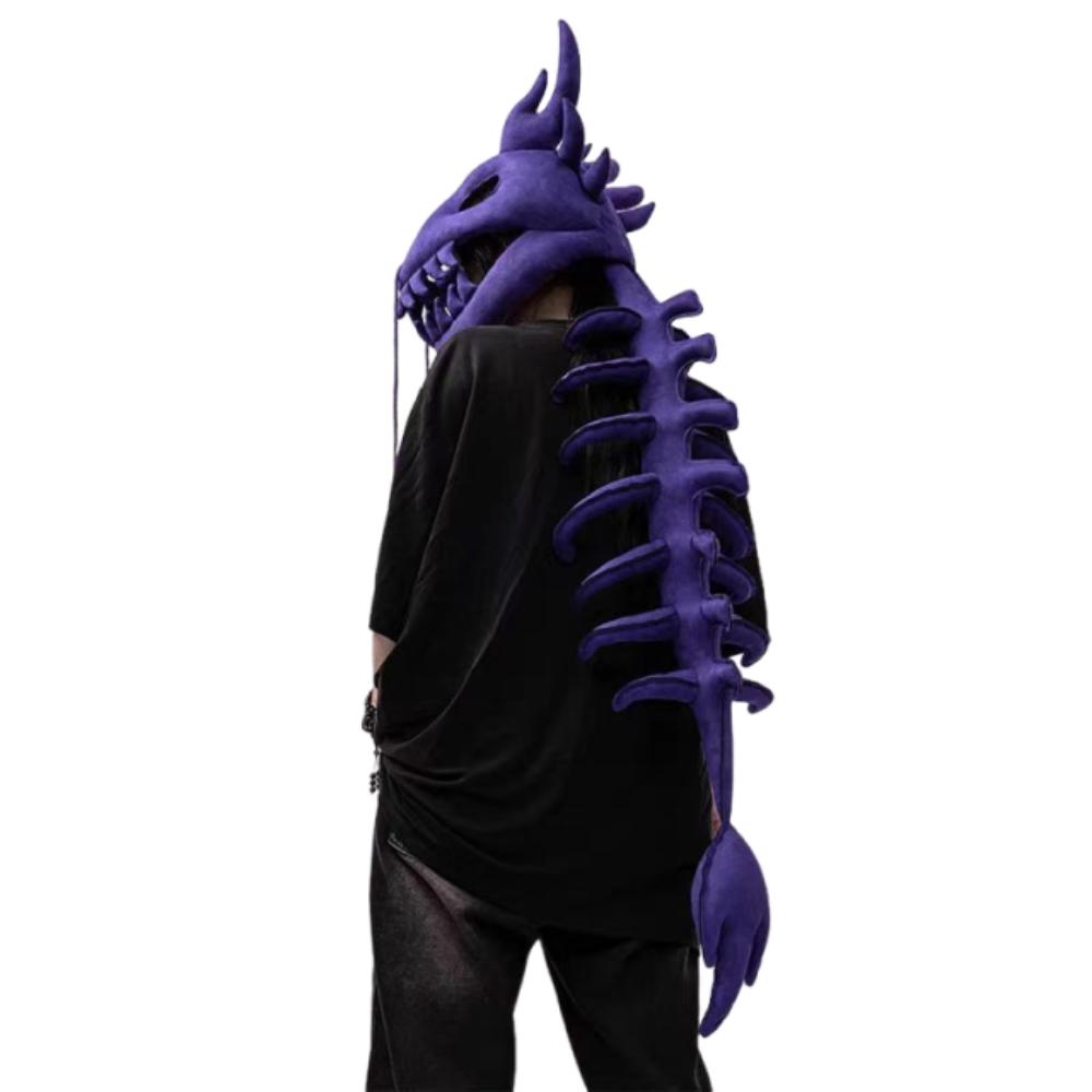 80/120CM Dinosaur Bone Head Hat Wearable Plush Dinosaur Costume  Party Outfit