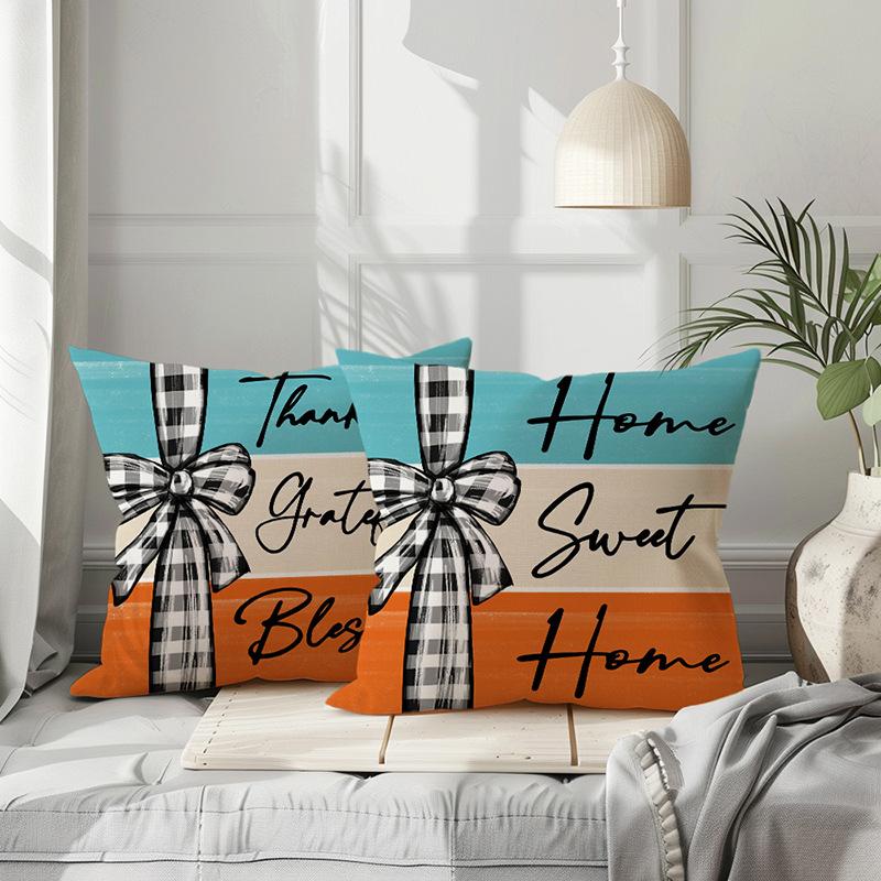 Pumpkin Pillow Cover Linen Single-sided Printed Plant Maple Leaf Living Room Sofa Decorative Cushion Cover Pillow