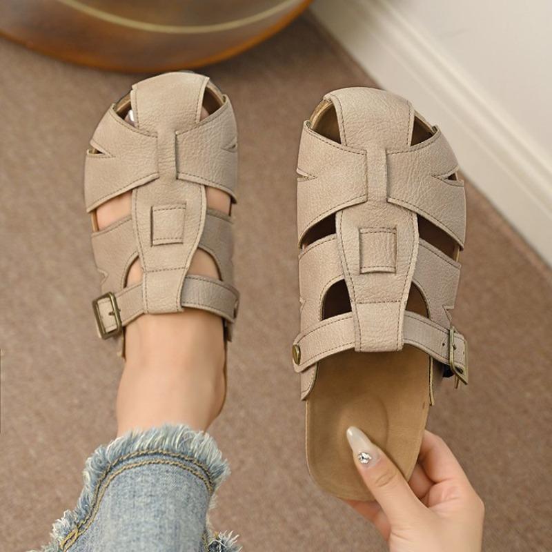 

Большой размер плоские тапочки женские летние новые полые сандалии женские сандалии 42 хаки