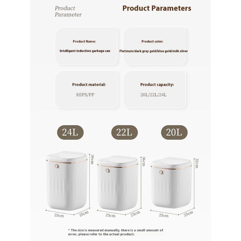 20L Sensor Electric Trash Can UV Light Charging Bin Bathroom Automati Waterproof Recycle Toilet Wastebasket with Lid Smart Home
