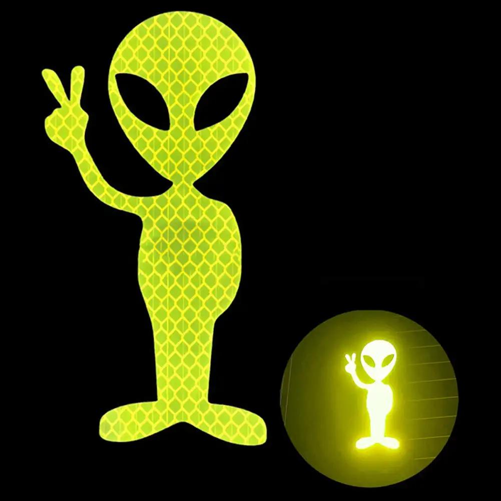 Fashion Alien Peace Highly Reflective Warning Decal Car Sticker Personality for Motorcycle Vinyl Decals Accessories Sunscreen