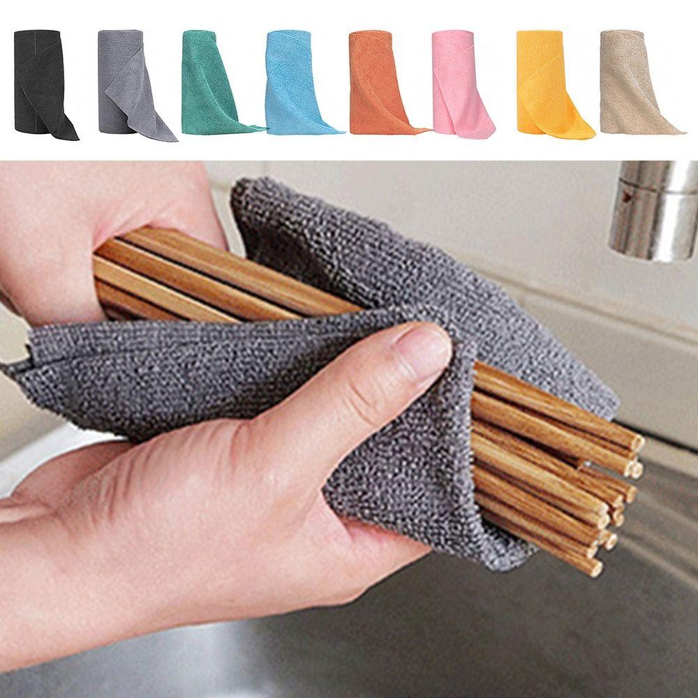 

Solid Color Kitchen Cloth 1 Roll of 20 Sheets Microfiber Towel Absorbent Reusable Cleaning Wipe жовтий