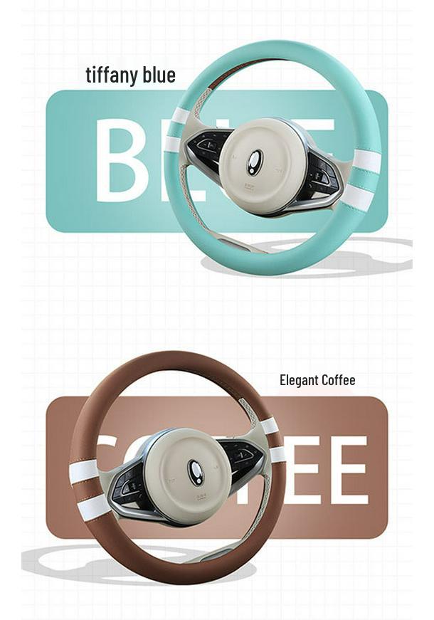 Universal D-Shape Leather Steering Wheel Cover: Ultra-Thin, Breathable, Non-Slip, All-Season Design