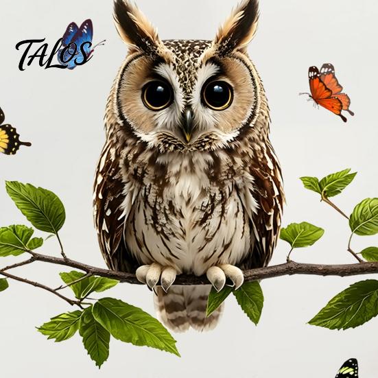 Natural Forest Theme Wall Decor Owl Butterfly Sticker, Animal Illustration Decorative Decals, Window Film for Glass Doors Waterproof Removable