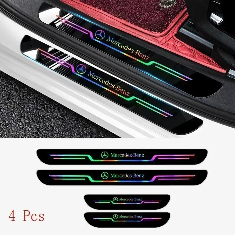 4 Stück Auto Laser Schweller Schutz Auto Emblem Aufkleber Zubehör für Mercedes Benz AMG Brabus Smart W204 GLC CLA W205 W203 W206