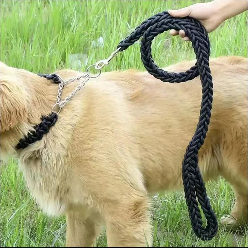 Correa grande para perros, cuerda de tracción trenzada de nailon, cuerda de mano gruesa para pasear a mascotas, para bulldog, rottweiler, sabuesos, accesorios para perros