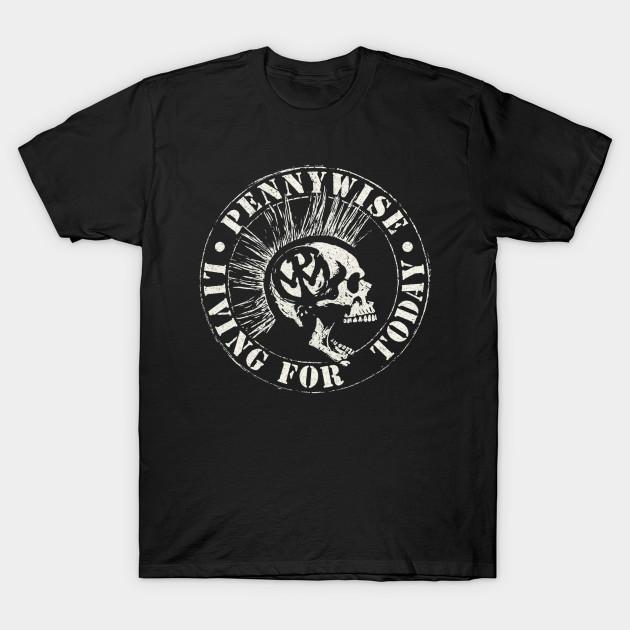 

Men Black Print T-shirt Pennywise Band No-Cut Transfer Paper Print Cotton Tshirt XL чорний