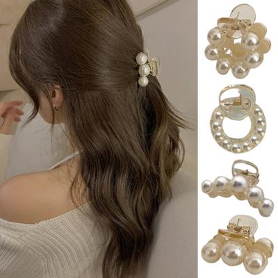 Sladké mini kulaté umělé perly Spona do vlasů Protiskluzové zkřížené zuby Zadní hlava Malé drápky Styling vlasů Vlasové doplňky