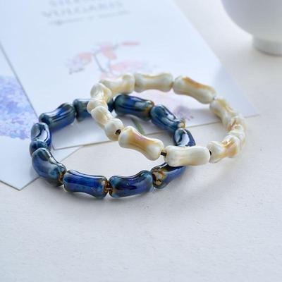Ethnic Bone Ceramic Beaded Bracelet - Unisex Chinese Style for Couples, Students & Friends